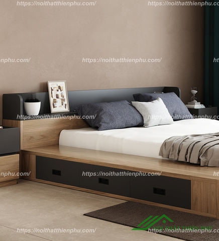 Giường ngủ gỗ hiện đại thiết kế kiểu nhật đẹp - GN 46