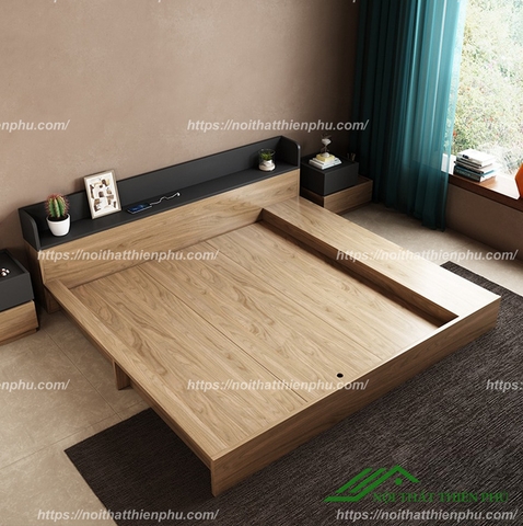 Giường ngủ gỗ hiện đại thiết kế kiểu nhật đẹp - GN 46