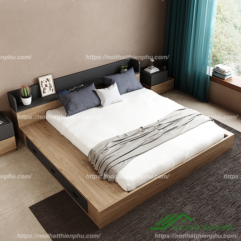 Giường ngủ gỗ hiện đại thiết kế kiểu nhật đẹp - GN 46