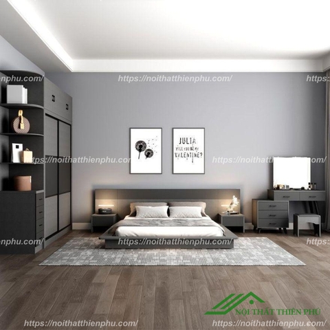 Giường ngủ gỗ công nghiệp phong cách Bắc Âu - GN 13