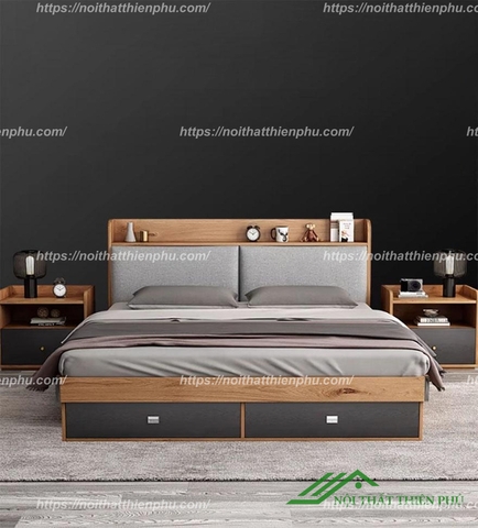 Giường ngủ nhỏ gỗ bọc đệm Bắc Âu - GN 27