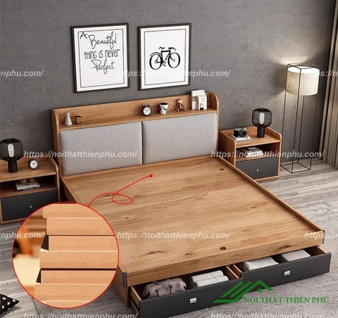 Giường ngủ nhỏ gỗ bọc đệm Bắc Âu - GN 27