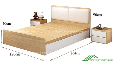 Giường 1m2 bọc đệm 3 ngăn kéo - GN 09