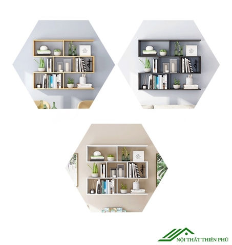 Kệ sách gỗ treo tường 3 tầng - KS 06