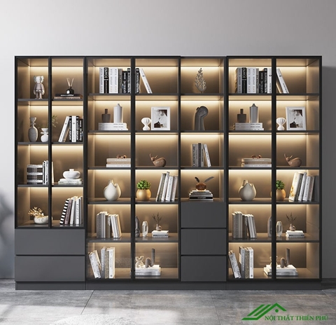 Kệ sách kết hợp cửa kính sang trọng - KS 10