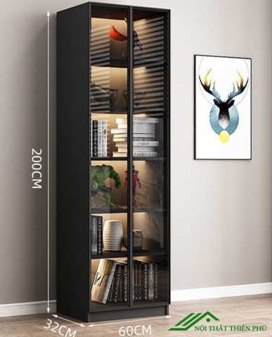 Kệ sách kết hợp cửa kính sang trọng - KS 10