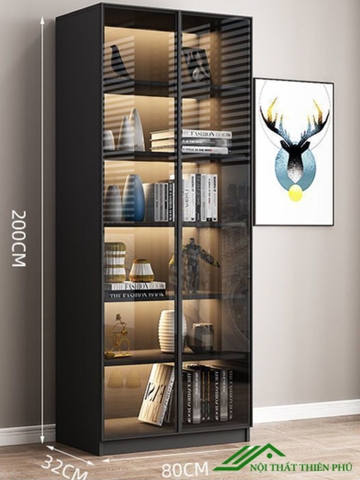 Kệ sách kết hợp cửa kính sang trọng - KS 10