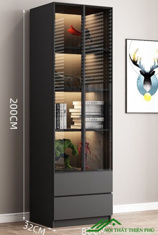 Kệ sách kết hợp cửa kính sang trọng - KS 10