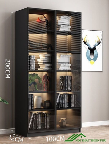 Kệ sách kết hợp cửa kính sang trọng - KS 10
