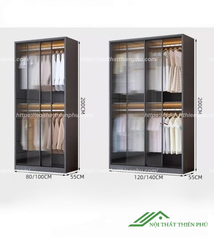 Tủ quần áo kính hiện đại đẹp - QA 113