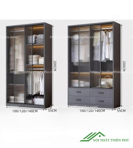 Tủ quần áo kính hiện đại đẹp - QA 113