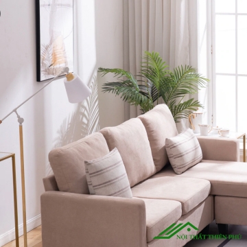Sofa Góc Gỗ Bọc Nỉ Tự Nhiên Giá Rẻ 2m5  SF 35