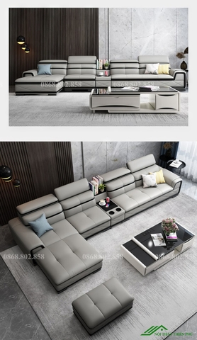 Sofa da góc cao cấp phòng khách - SF 114
