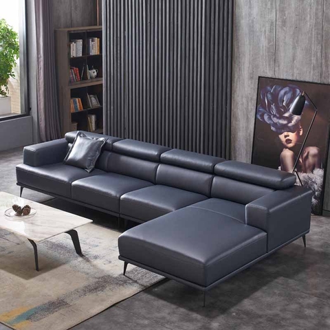 Sofa da góc tay vuông tựa đầu - SF 90