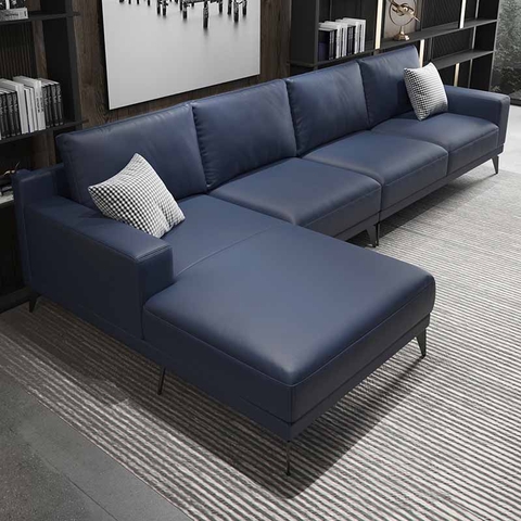 Sofa da góc xanh hiện đại - SF 88