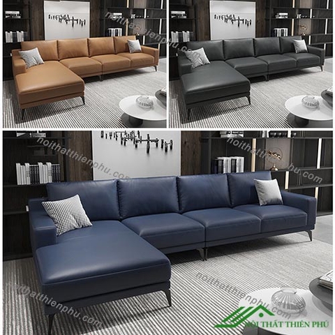 Sofa da góc xanh hiện đại - SF 88