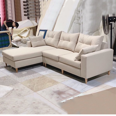 Sofa Góc Gỗ Bọc Nỉ Tự Nhiên Giá Rẻ 2m5  SF 35