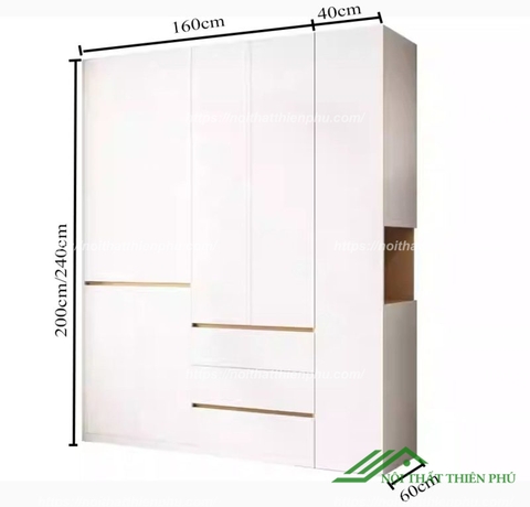 Tủ quần áo hiện đại gỗ công nghiệp màu trắng - QA 98