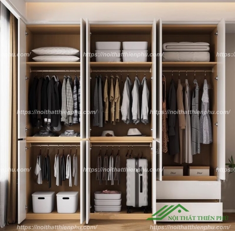 Tủ quần áo hiện đại gỗ công nghiệp màu trắng - QA 98