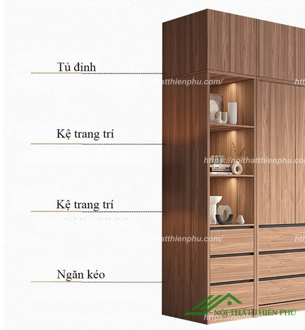 Tủ quần áo MDF thiết kế tinh tế - QA 117