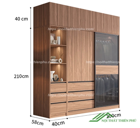 Tủ quần áo MDF thiết kế tinh tế - QA 117