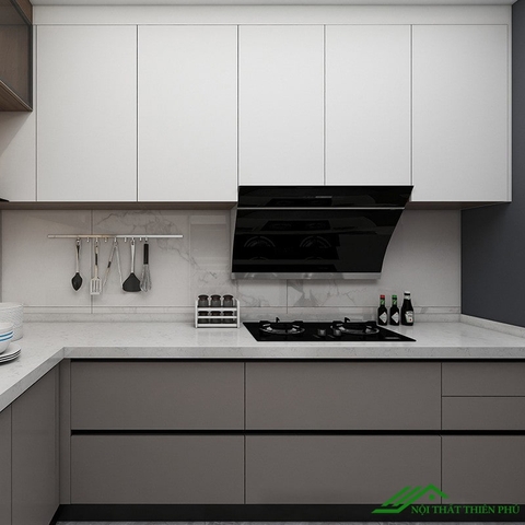 Tủ bếp chữ L gỗ công nghiệp hiện đại - TB 24