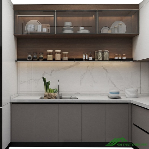 Tủ bếp chữ L gỗ công nghiệp hiện đại - TB 24