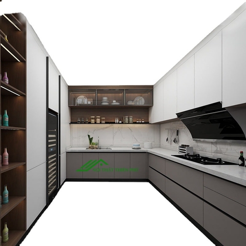 Tủ bếp chữ L gỗ công nghiệp hiện đại - TB 24