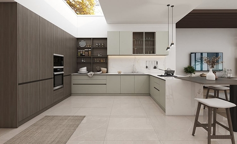 Tủ bếp chữ L hiện đại gỗ công nghiệp - TB 22