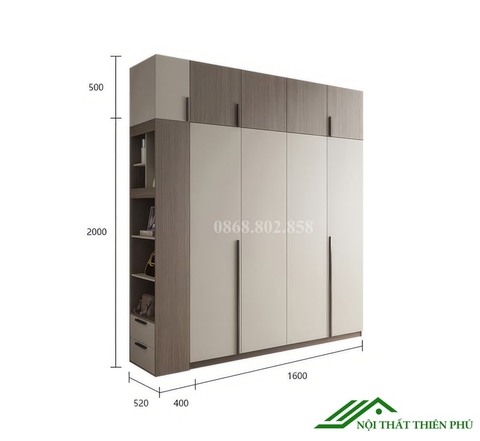 Tủ quần áo cánh mở hiện đại - QA 76