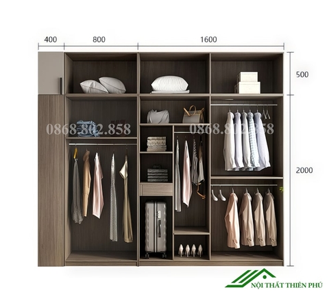 Tủ quần áo cánh mở hiện đại - QA 76