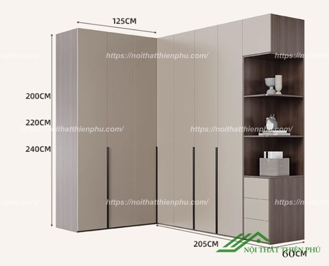 Mẫu tủ quần áo chữ L góc tường - QA 109