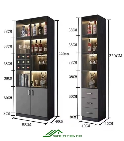 Tủ rượu phòng khách 2 cánh - TR 02