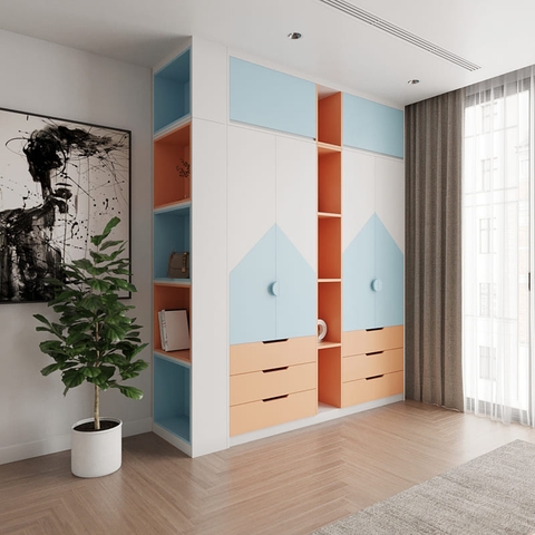 Tủ quần áo 4 cánh kèm kệ trang trí - QA 88