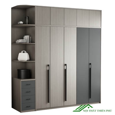 Tủ Quần Áo 5 Cánh Mở Có Kệ Góc Đẹp - QA 58