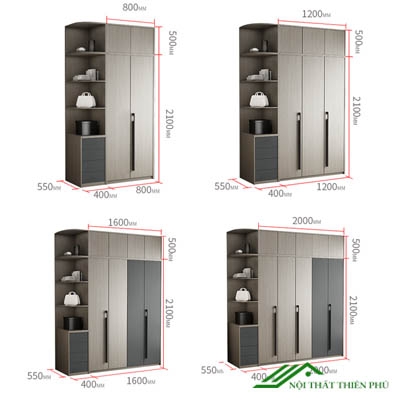 Tủ Quần Áo 5 Cánh Mở Có Kệ Góc Đẹp - QA 58