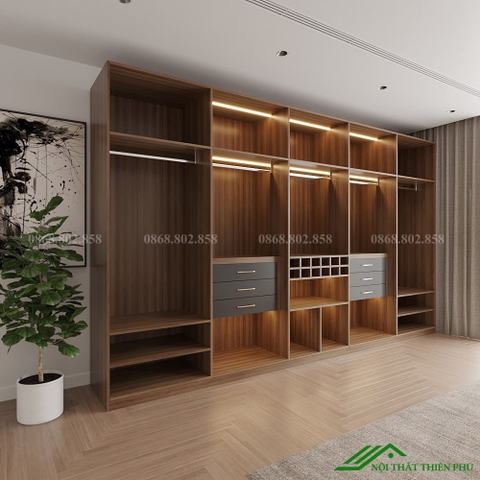 Mẫu tủ quần áo cánh kính đơn giản - TK 14