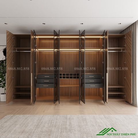 Mẫu tủ quần áo cánh kính đơn giản - TK 14