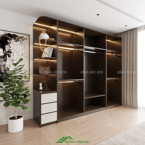 Tủ quần áo cánh kính có đèn led - TK 15