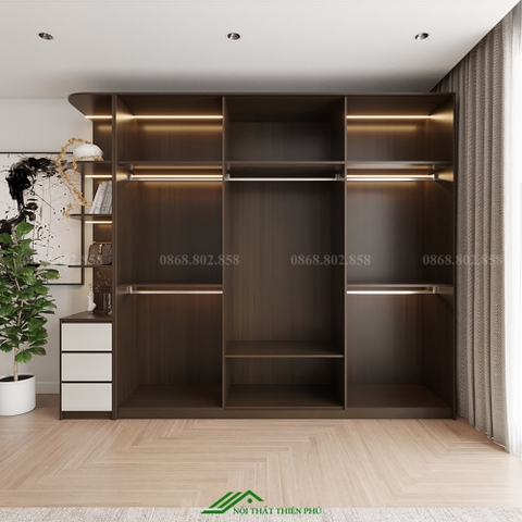 Tủ quần áo cánh kính có đèn led - TK 15