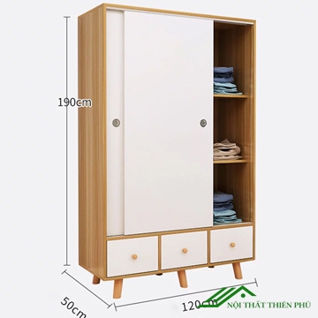 Tủ quần áo cánh lùa gỗ MDF hiện đại - QA 12