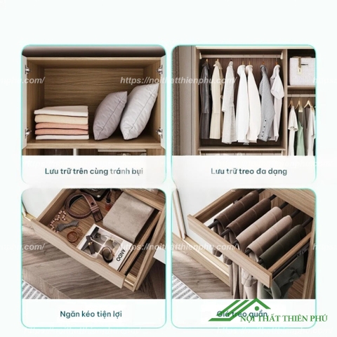 Tủ quần áo cánh lùa chất liệu MDF - QA 101