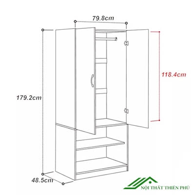Tủ Quần Áo Đa Năng Kết Hợp Kệ Để Giày - QA 48