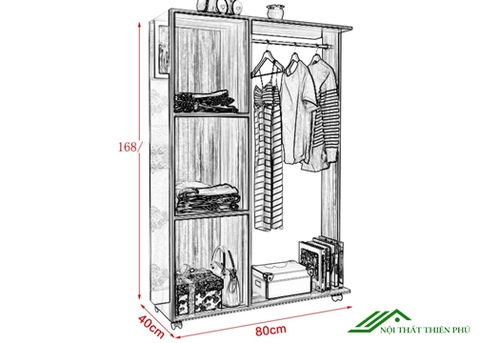 Tủ quần áo di động tiện lợi gỗ MDF - QA 32