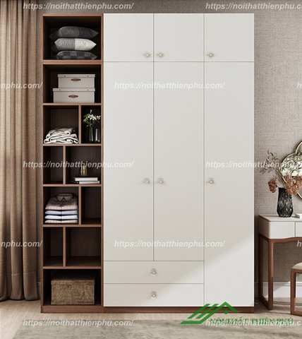Tủ quần áo gia đình bằng gỗ thiết kế đa năng hiện đại - QA 116