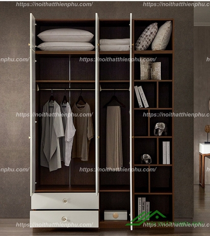 Tủ quần áo gia đình bằng gỗ thiết kế đa năng hiện đại - QA 116