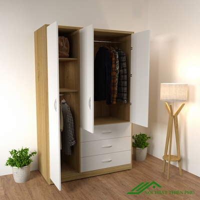 Tủ Quần Áo 3 Cánh Màu Trắng Đẹp - QA 52