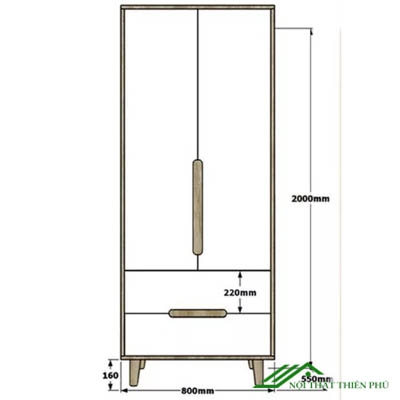 Tủ quần áo gỗ công nghiệp 2 cánh mở - QA 70