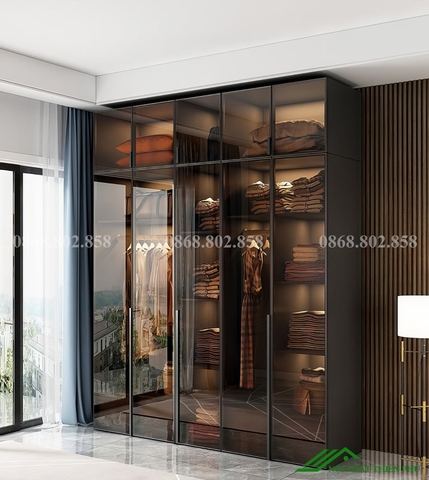 Tủ quần áo hiện đại cánh kính - QA 78
