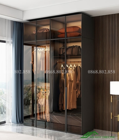 Tủ quần áo hiện đại cánh kính - QA 78